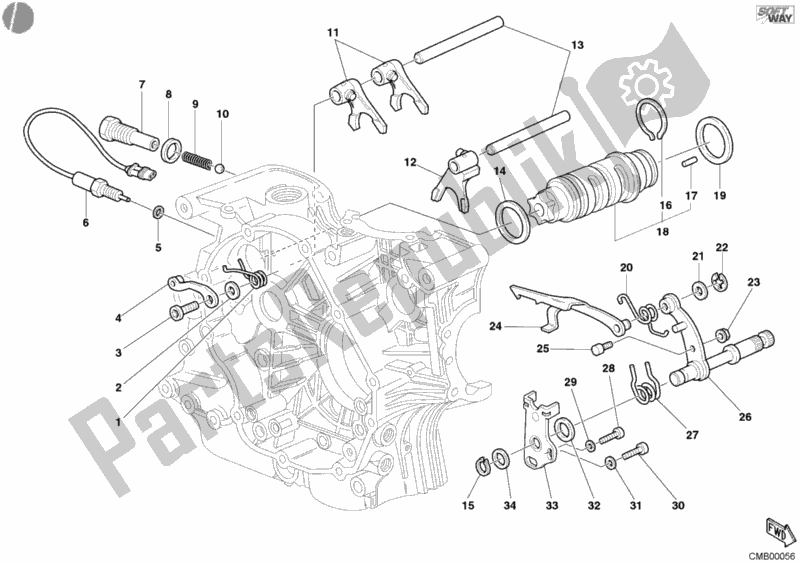 All parts for the Gear Change Mechanism of the Ducati Supersport 800 SS USA 2005